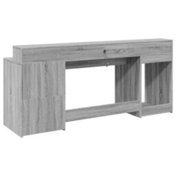 Berkfield Desk With Led Lights Grey Sonoma 200X55X91 Cm Engineered Wood - thumbnail 8