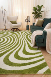 The Rugs Joli Green And White Striped Rug Soft Dense Pile Easy To Clean And Pet Friendly For Living Rooms And Bedrooms - thumbnail 4