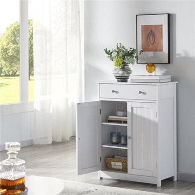 Yaheetech White Free-Standing Bathroom Cabinet With Adjustable Shelf (H)80Cm (W)60Cm - image 1