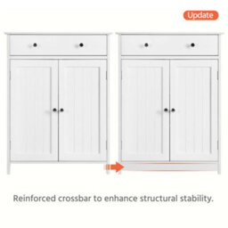 Yaheetech White Free-Standing Bathroom Cabinet With Adjustable Shelf (H)80Cm (W)60Cm - thumbnail 5