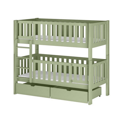 Arte Ksawery Olive Wooden Bunk Bed 80 X 180Cm - Foam Mattresses Included - image 1