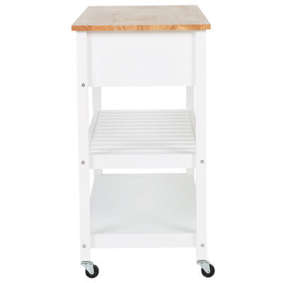 Wyld And Coco Nordic Kitchen Trolley White Wood Top - Two Drawers, Two Shelves, Casters (W120 X D48 X H91Cm) - image 1