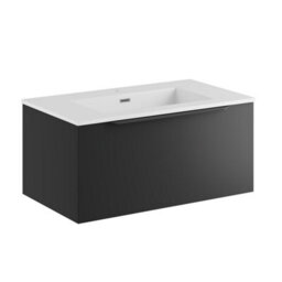 Affine 800mm Bathroom Vanity Unit Basin Wall Hung Storage Furniture Soft Close Black - thumbnail 5