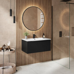 Affine 800mm Bathroom Vanity Unit Basin Wall Hung Storage Furniture Soft Close Black - thumbnail 3