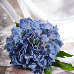 Artificial Silk Hydrangea Stem, Blue. H42 Cm. - thumbnail 2