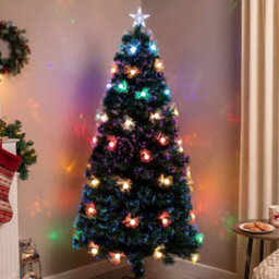 5Ft Green Fibre Optic Christmas Tree Sparkle Bauble With Multi Coloured Led Lights - thumbnail 4