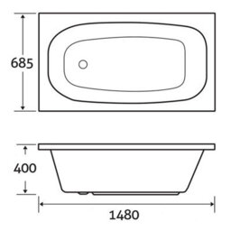 Plum&clay Martell White Standard Single Ended Acrylic Compact Space Saver Bath (L)1480mm (W)700mm - thumbnail 3