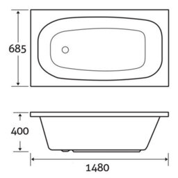 Plum&clay Martell White Standard Single Ended Acrylic Compact Space Saver Bath (L)1480mm (W)700mm - thumbnail 2