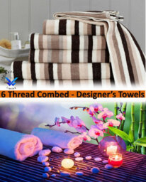 TheWhiteWater Limited Natural Cotton Bath Towel Brown 6 Threads Combed Stripe Royal Victorian Flossy Stripe Salon - thumbnail 2