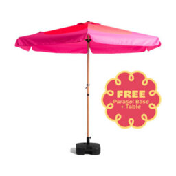 Hayward 2.7M Garden Parasol With Base & Cover, Pink Floral Uv50 Tilt Patio Umbrella With Aluminium Pole