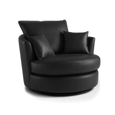 Furnishings For Less UK Danbury Leather Fabric Swivel Chair 360 Rotation Black