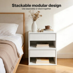 Levede Bedside Table Floating Set Of 2 Wall Mounted Drawer Open Shelf White - thumbnail 9