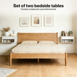 Levede Bedside Table Floating Set Of 2 Wall Mounted Drawer Open Shelf White - thumbnail 5