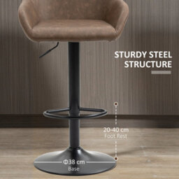 Wyld Haus Fadota Set Of 2 Dark Brown Faux Leather Adjustable Bar Stools With Armrests, Swivel, Footrest - thumbnail 7