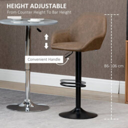Wyld Haus Fadota Set Of 2 Dark Brown Faux Leather Adjustable Bar Stools With Armrests, Swivel, Footrest - thumbnail 5