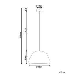 Wyld And Coco Auroralux Vintage Beige Glossy Metal Pendant Lamp With Rounded Shade, W32 X D32 X H150Cm - thumbnail 4