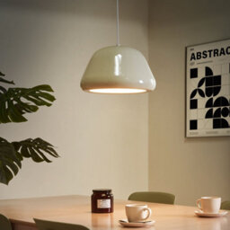 Wyld And Coco Auroralux Vintage Beige Glossy Metal Pendant Lamp With Rounded Shade, W32 X D32 X H150Cm - thumbnail 2