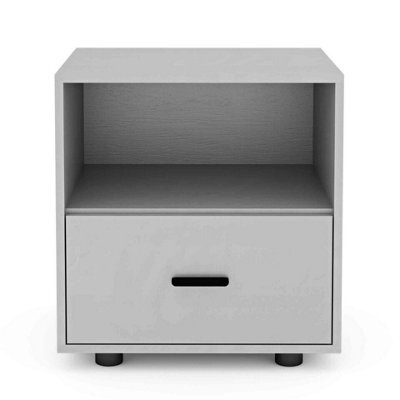 Urbn-Living Urbnliving 43Cm Height 1 Drawer Cool Grey Wooden Bedside Table Cabinet Bedroom Furniture Storage Nightstand - image 1
