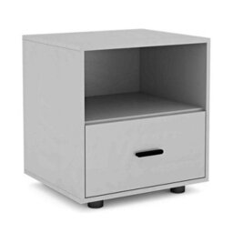 Urbn-Living Urbnliving 43Cm Height 1 Drawer Cool Grey Wooden Bedside Table Cabinet Bedroom Furniture Storage Nightstand - thumbnail 2