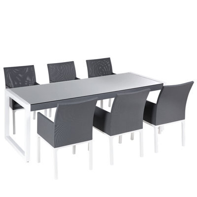 Beliani Garden Dining Set 6 Seater Bacoli With Cushions Metal Grey - image 1
