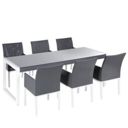 Beliani Garden Dining Set 6 Seater Bacoli With Cushions Metal Grey - thumbnail 1