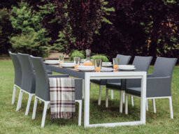 Beliani Garden Dining Set 6 Seater Bacoli With Cushions Metal Grey - thumbnail 2
