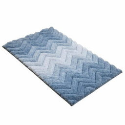 Xample Riviera Home Chevron Blue Ombre Bath Mat Super Soft Plush Bathroom Rug With Non-Slip Backing, Machine Washable, 55 X 91 Cm - thumbnail 3