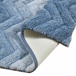 Xample Riviera Home Chevron Blue Ombre Bath Mat Super Soft Plush Bathroom Rug With Non-Slip Backing, Machine Washable, 55 X 91 Cm - thumbnail 4