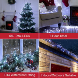 The Christmas Workshop 71769 680 Warm White Micro Led Cluster String Lights With Silver Wire Casing - thumbnail 2