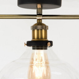Valuelights Wallace Industrial 3 Way Black And Gold Ceiling Light Fitting With Glass Light Shades - thumbnail 6