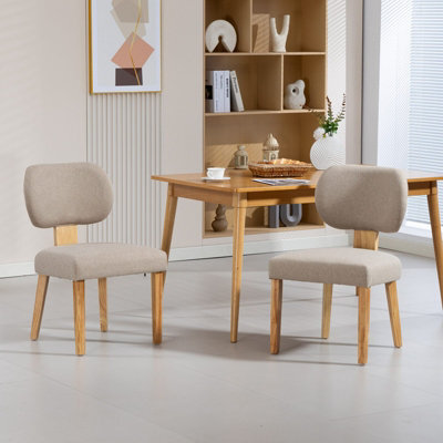 Westwood Set Of 2 Linen Dining Chair Solid Wooden Frame Upholstered Kitchen Chair Cream - image 1
