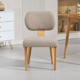 Westwood Set Of 2 Linen Dining Chair Solid Wooden Frame Upholstered Kitchen Chair Cream - thumbnail 8