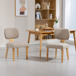 Westwood Set Of 2 Linen Dining Chair Solid Wooden Frame Upholstered Kitchen Chair Cream