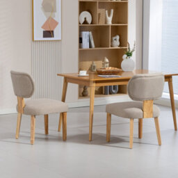 Westwood Set Of 2 Linen Dining Chair Solid Wooden Frame Upholstered Kitchen Chair Cream - thumbnail 2
