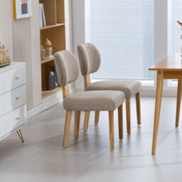 Westwood Set Of 2 Linen Dining Chair Solid Wooden Frame Upholstered Kitchen Chair Cream - thumbnail 3