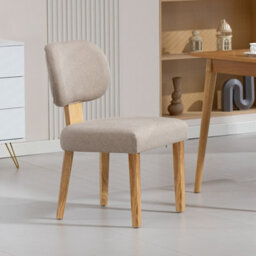 Westwood Set Of 2 Linen Dining Chair Solid Wooden Frame Upholstered Kitchen Chair Cream - thumbnail 5