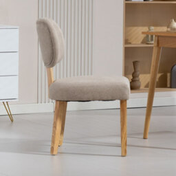 Westwood Set Of 2 Linen Dining Chair Solid Wooden Frame Upholstered Kitchen Chair Cream - thumbnail 6