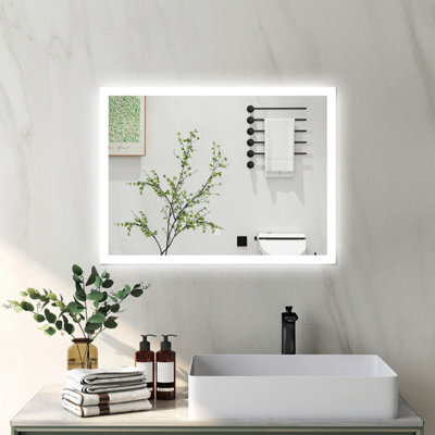 Probaty Bathrooms Mirror 80X60Cm 3-Color Dimmable Led Backlit With Shaver Socket Memory Function,anti-Fog Wall Vanity Mirror - image 1