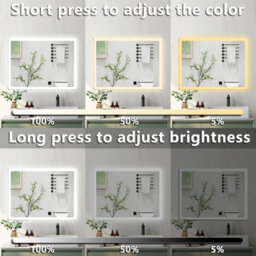 Probaty Bathrooms Mirror 80X60Cm 3-Color Dimmable Led Backlit With Shaver Socket Memory Function,anti-Fog Wall Vanity Mirror - thumbnail 3