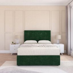 "Sloomy 4Ft6  Highbury Divan Bed Base Emerald Plush ,no Drawers & 26"" Struts Headboard - Double" - thumbnail 2
