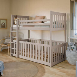 Arte Cashmere Wooden Bunk Bed With Cot Bed W198Cm - Safe Sleep, Solid Pine, Converts To Singles, Mattresses Included - thumbnail 1
