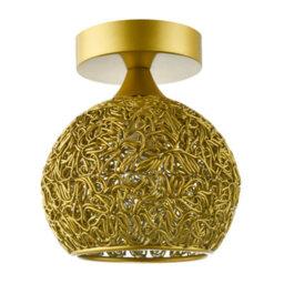 Happy Homewares Modern Satin Gold Ceiling Light Fitting With Twisting Metal Shade