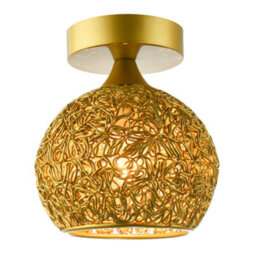 Happy Homewares Modern Satin Gold Ceiling Light Fitting With Twisting Metal Shade - thumbnail 5