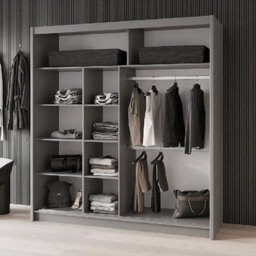 Arte Aruba Ii 203Cm Sliding Door Wardrobe In Graphite Matt - Contemporary Design With Mirrored Detail - thumbnail 3