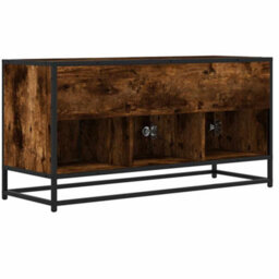 Berkfield Tv Cabinet Smoked Oak 100X35X50 Cm Engineered Wood And Metal - thumbnail 6