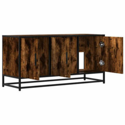 Berkfield Tv Cabinet Smoked Oak 100X35X50 Cm Engineered Wood And Metal - thumbnail 7