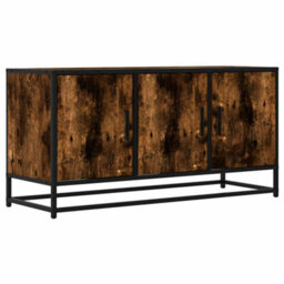 Berkfield Tv Cabinet Smoked Oak 100X35X50 Cm Engineered Wood And Metal - thumbnail 2