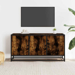 Berkfield Tv Cabinet Smoked Oak 100X35X50 Cm Engineered Wood And Metal - thumbnail 3