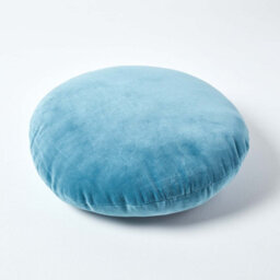 Homescapes Blue Velvet Cushion, 40 Cm Round - thumbnail 3