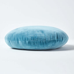 Homescapes Blue Velvet Cushion, 40 Cm Round - thumbnail 2